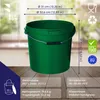 A green bucket with dimensions and specifications displayed. Podgląd zdjęcia produktu