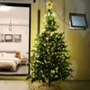 A decorated Christmas tree with lights stands in a room next to a bed. Náhled obrázku produktu