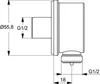A technical drawing of a plumbing fixture with dimensions. Produktbild-Vorschau
