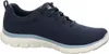 A side view of a navy blue Skechers Flexapeal 4.0 Brilliant View women's shoe. Voir les images du produit