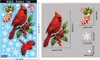 A product image showing Christmas-themed stickers of cardinals and snowflakes, with size dimensions indicated. Náhled obrázku produktu