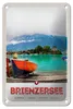 Blechschild Reise 12x18cm Brienzersee Schweiz Boot Gebäude Produktbild-Vorschau 1