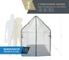 A greenhouse with dimensions and size options indicated. Produktbild-Vorschau