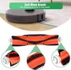 A robot vacuum cleaner and its main brush are shown, with close-ups of the brush. Voir les images du produit