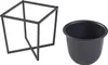 A black metal plant stand and a black pot are shown against a white background. Náhled obrázku produktu