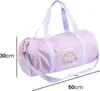 A purple duffel bag with a Pusheen cat graphic and text. Produktbild-Vorschau