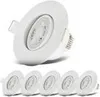 A white LED recessed spotlight is shown from a diagonal angle, with five more spotlights arranged below it. Produktbild-Vorschau