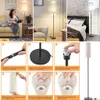 Collage showing a floor lamp in different settings and assembly instructions. Náhľad obrázku produktu