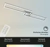 A modern LED ceiling light with a remote control, showing different light color temperatures and dimming options. Produktbild-Vorschau