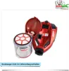 A red and clear vacuum cleaner dust container with a filter, on a white background, with a logo and text overlay at the bottom. Náhled obrázku produktu