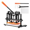 A manual leather cutting and embossing machine with accessories, displayed on a white background. Produktbild-Vorschau
