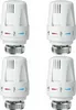 Four white radiator thermostats are arranged in a two-by-two grid against a white background. Produktbild-Vorschau