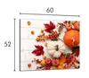 A still life arrangement of pumpkins, berries, and autumn leaves on a white wooden background, with dimensions indicated. Náhled obrázku produktu