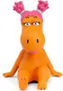 A toy dragon figure with pink hair and blue accents, sitting down. Produktbild-Vorschau
