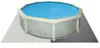 An octagonal above-ground swimming pool with a blue liner, surrounded by a light gray and dark gray textured matting. Produktbild-Vorschau