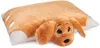 A plush dog pillow is shown lying on its side against a white background. Náhľad obrázku produktu