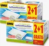 Two boxes of UHU air dehumidifier refill bags are stacked on top of each other. Produktbild-Vorschau