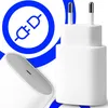 A collage of a white USB-C charger and a graphic symbol for plugging in. Anteprima dell’immagine prodotto