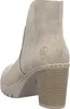 A rear view of a beige ankle boot with a block heel. Produktbild-Vorschau