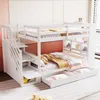 A white bunk bed with stairs and storage drawers in a room. Anteprima dell’immagine prodotto