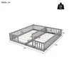 A diagram of a grey wooden children's bed with dimensions indicated. Produktbild-Vorschau