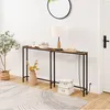 HOOBRO Úzký konzolový stolek vintage hnědý černý s napájecí Náhled obrázku produktu 6