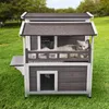 Katzenhaus Katzenhöhle Katzen Hütte Holz Outdoor 2-stöckig Produktbild-Vorschau 8