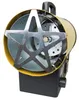 A close-up, front-facing view of a yellow and black gas heater with a star-shaped metal guard in the front. Anteprima dell’immagine prodotto