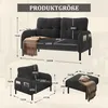 LVHOM Cord Set 3 pièces 2 places+fauteuil+pouf, Flexible Voir les images du produit 7