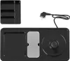 A black electric kettle station with a separate cutlery organizer and a power cord with a plug, all presented against a white background. Náhled obrázku produktu