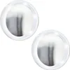 Two round cosmetic mirrors with LED lights around the rim, presented against a white background.