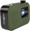 A green and black digital radio with a screen displaying song information. Produktbild-Vorschau