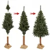 An instructional image showing the assembly of a Christmas tree in three stages, with red arrows indicating the progression. Anteprima dell’immagine prodotto