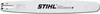 A white chainsaw guide bar with black STIHL branding and some technical specifications printed on it. Anteprima dell’immagine prodotto