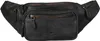 A black leather fanny pack is shown against a white background. Voir les images du produit