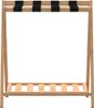 A wooden luggage rack with black straps and a slatted bottom shelf, presented against a white background. Voir les images du produit