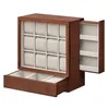 A wooden watch box with multiple compartments and a pull-out drawer, shown against a white background. Náhled obrázku produktu
