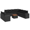 vidaXL 10-tlg. Garten-Sofagarnitur mit Kissen Schwarz Poly Produktbild-Vorschau 1
