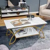 Couchtisch Marmor Gold, Kaffeetisch 2 Ablagen, Produktbild-Vorschau 7