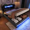 A bedroom with a bed that has storage underneath and LED lighting. Náhľad obrázku produktu