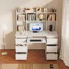Biurko nowoczesne z nadstawką białe 6 szuflad półki do Podgląd zdjęcia produktu 7