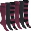 Footstar Damen Kniestrümpfe geringelt (6 Paar) - Bordeaux Produktbild-Vorschau 1
