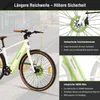 A close-up view of an e-bike with overlaid text highlighting its features. Produktbild-Vorschau