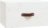A white wooden storage box with a brown leather handle. Náhľad obrázku produktu