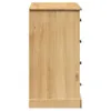 A side view of a wooden chest of drawers against a white background. Voir les images du produit