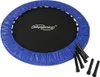 A blue and black fitness trampoline with black legs next to it, on a white background. Podgląd zdjęcia produktu