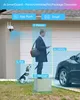 A security camera system demonstrating person, vehicle, pet, and package detection features. Produktbild-Vorschau