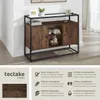 A sideboard with a rustic industrial style, presented with descriptive text and icons highlighting its features. Náhled obrázku produktu