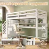 A loft bed with a desk and shelves underneath, set in a room. Produktbild-Vorschau