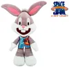 A plush toy of Bugs Bunny from Space Jam: A New Legacy, standing against a white background, with the movie's logo in the upper right corner. Produktbild-Vorschau
